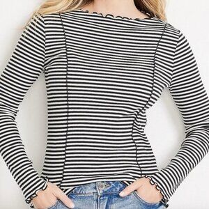 & Other Stories Black & White Striped Women’s Top – Size M – Casual/Workwear